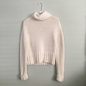 White knit turtleneck sweater